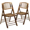 Emma And Oliver 2 Pack Commercial Event Party Rental Rattan Folding Chair -Home furnishings 5978687