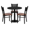 Emma And Oliver 30" Round Black Laminate Table Set, 3 Grid Back Metal Chairs 2 Emma And Oliver 30" Round Black Laminate Table Set, 3 Grid Back Metal Chairs -Home furnishings 5978689