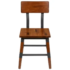 Emma And Oliver 4 Pack Commercial Grade Rustic Antique Walnut Industrial Style Wood Dining Chair -Home furnishings 5978691 ALT3