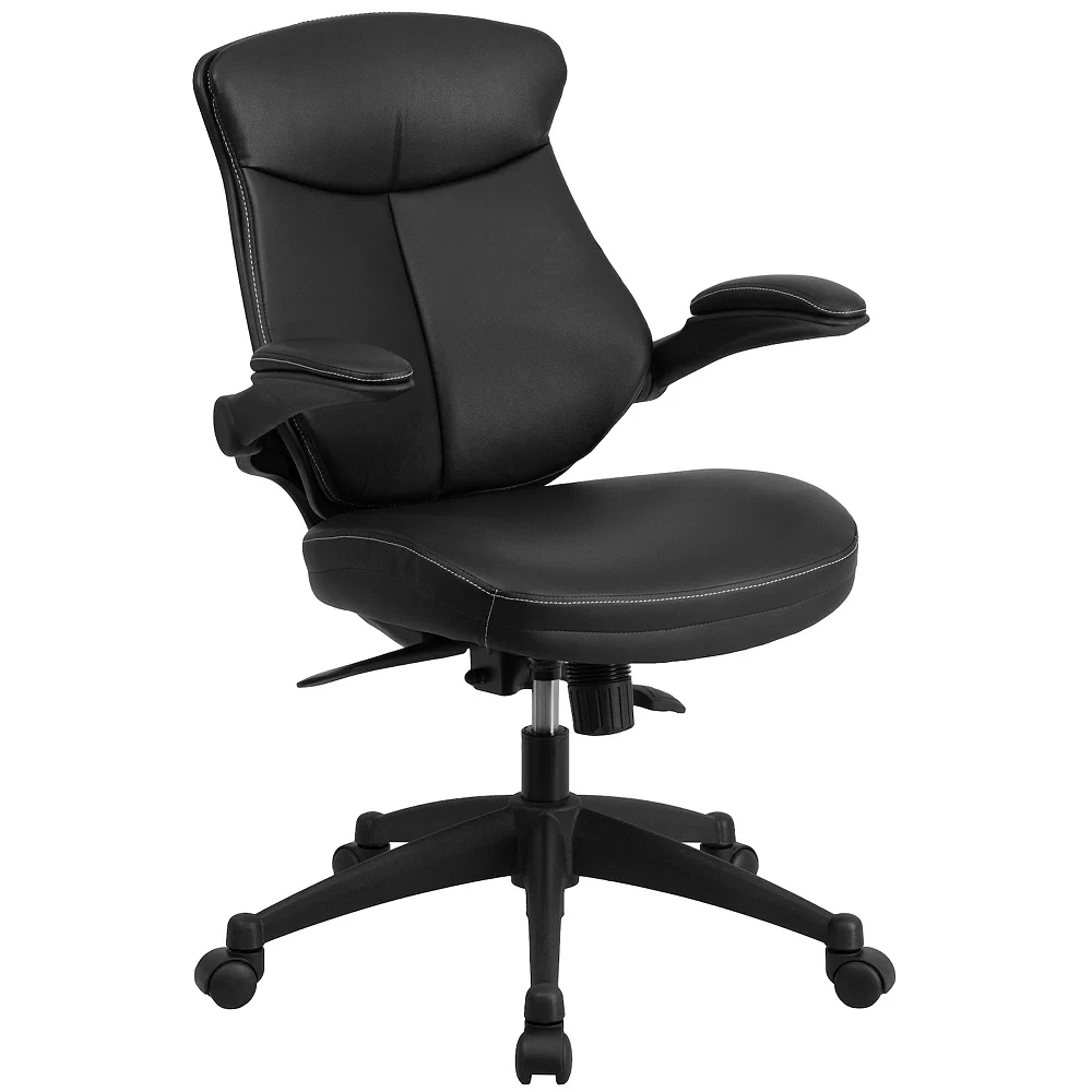 Emma And Oliver Mid-Back Black LeatherSoft Swivel Ergonomic Office Chair & Back Angle Adjustment 3 Emma And Oliver Mid-Back Black LeatherSoft Swivel Ergonomic Office Chair & Back Angle Adjustment