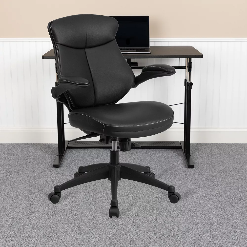 Emma And Oliver Mid-Back Black LeatherSoft Swivel Ergonomic Office Chair & Back Angle Adjustment 4 Emma And Oliver Mid-Back Black LeatherSoft Swivel Ergonomic Office Chair & Back Angle Adjustment - Image 2