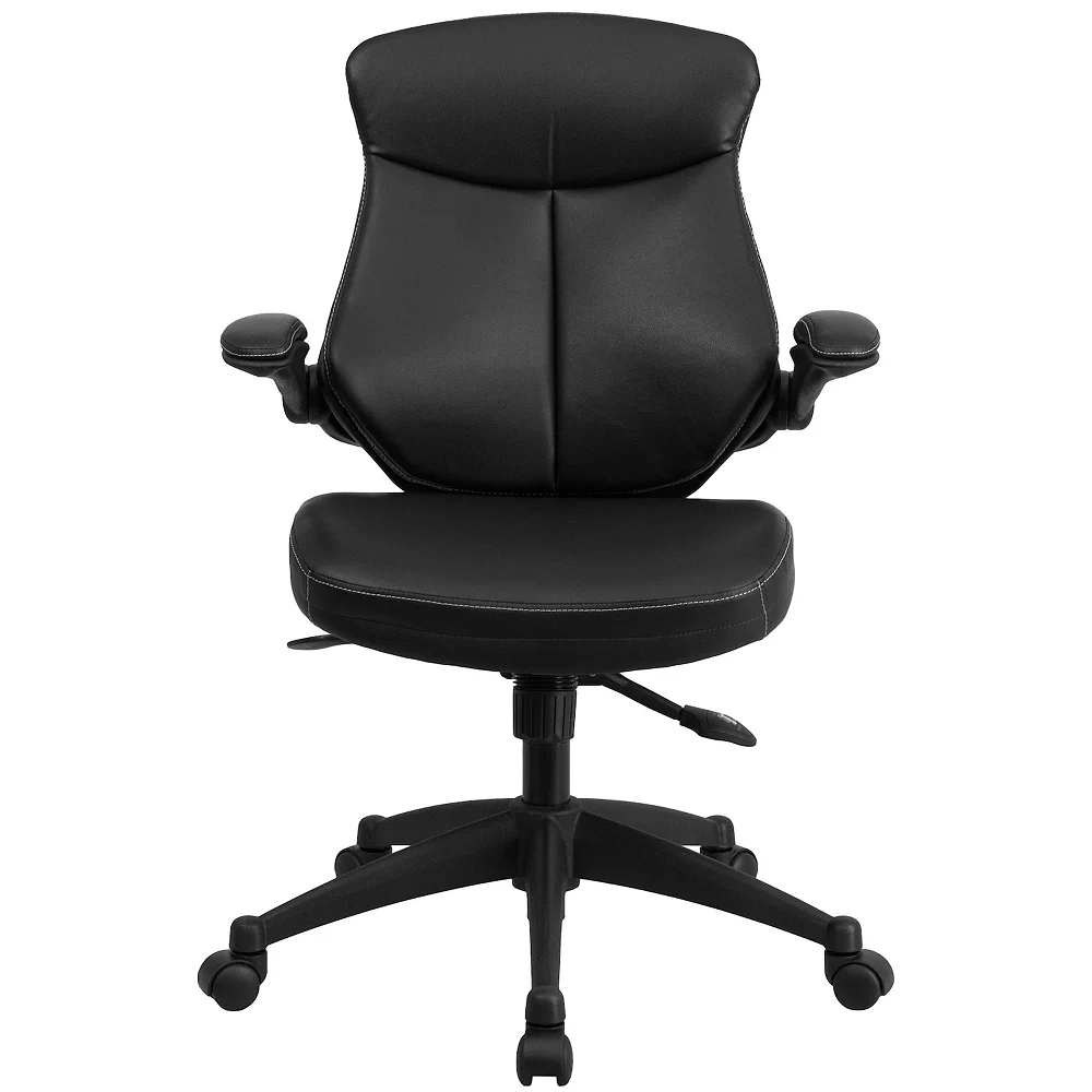 Emma And Oliver Mid-Back Black LeatherSoft Swivel Ergonomic Office Chair & Back Angle Adjustment 6 Emma And Oliver Mid-Back Black LeatherSoft Swivel Ergonomic Office Chair & Back Angle Adjustment - Image 4