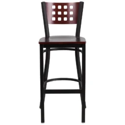 Emma And Oliver Black Metal Cutout Back Barstool, Wood Back & Seat 8 Emma And Oliver Black Metal Cutout Back Barstool, Wood Back & Seat -Home furnishings 5978705 ALT2