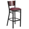 Emma And Oliver Black Metal Cutout Back Barstool, Wood Back & Seat 2 Emma And Oliver Black Metal Cutout Back Barstool, Wood Back & Seat -Home furnishings 5978705 Mahoganyburgundyblack