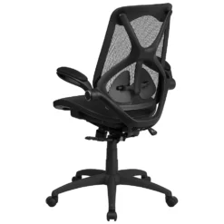 Emma And Oliver High Back Transparent Black Mesh 2-Paddle Ergonomic Office Chair With Arms -Home furnishings 5978706 ALT3