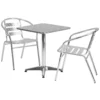 Emma And Oliver 23.5" Square Aluminum Table Set With 2 Slat Back Chairs
