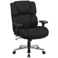 Emma And Oliver 24/7 400 Lb. High Back Black Tufted Fabric Ergonomic Office Chair, Lumbar Knob