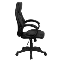 Emma And Oliver High Back Black LeatherSoft Curved Back Swivel Ergonomic Office Chair-Loop Arms -Home furnishings 5978716 ALT3