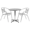 Emma And Oliver 27.5" Round Aluminum Table Set With 2 Slat Back Chairs -Home furnishings 5978722