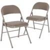 Emma And Oliver 2 Pack Double Braced Beige Vinyl Folding Chair