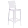 Emma And Oliver Ghost Barstool With Square Back In Transparent Crystal -Home furnishings 5978737