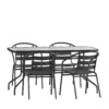 Emma And Oliver 5 Piece Patio Table & Chairs Set With 31.5"x55" Rectangular Metal Table With Tempered Glass Top And 4 Black Aluminum Stacking Chairs -Home furnishings 5978742