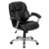 Emma And Oliver Mid-Back Black LeatherSoft Layered Swivel Ergonomic Office Chair-Silver Base 2 Emma And Oliver Mid-Back Black LeatherSoft Layered Swivel Ergonomic Office Chair-Silver Base -Home furnishings 5978748