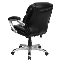 Emma And Oliver Mid-Back Black LeatherSoft Layered Swivel Ergonomic Office Chair-Silver Base -Home furnishings 5978748 ALT2