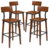 Emma And Oliver 4 Pack Commercial Grade Rustic Walnut Industrial Style Wood Dining Barstool -Home furnishings 5978750