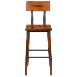 Emma And Oliver 4 Pack Commercial Grade Rustic Walnut Industrial Style Wood Dining Barstool -Home furnishings 5978750 ALT3