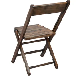 Emma And Oliver Slatted Wood Folding Wedding Chair - Event Chair - Antique Black, Set Of 2 -Home furnishings 5978753 ALT2