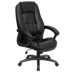 Emma And Oliver High Back Black LeatherSoft Executive Deep Curved Lumbar Ergonomic Office Chair