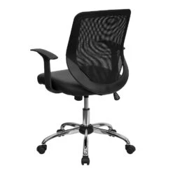 Emma And Oliver Mid-Back Black Mesh Tapered Back Swivel Task Office Chair, LeatherSoft Seat -Home furnishings 5978756 ALT2