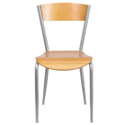 Emma And Oliver Silver Metal Restaurant Chair With Natural Wood Back & Seat 9 Emma And Oliver Silver Metal Restaurant Chair With Natural Wood Back & Seat -Home furnishings 5978758 ALT3