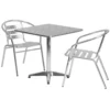 Emma And Oliver 27.5" Square Aluminum Table Set With 2 Slat Back Chairs 1 Emma And Oliver 27.5" Square Aluminum Table Set With 2 Slat Back Chairs -Home furnishings 5978759