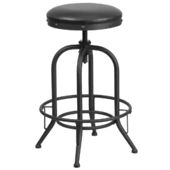 Emma And Oliver 30" Barstool With Swivel Lift Black LeatherSoft Seat