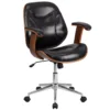 Emma And Oliver Mid-Back Black LeatherSoft Executive Ergonomic Wood Swivel Office Chair - Arms 2 Emma And Oliver Mid-Back Black LeatherSoft Executive Ergonomic Wood Swivel Office Chair - Arms -Home furnishings 5978766