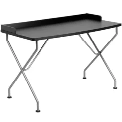 Emma And Oliver Black Computer Desk With Silver Metal Frame 8 Emma And Oliver Black Computer Desk With Silver Metal Frame -Home furnishings 5979189 ALT2