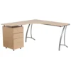 Emma And Oliver Beech Laminate L-Shape Desk With Three Drawer Pedestal -Home furnishings 5979222