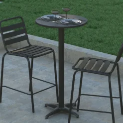Emma And Oliver 23.25" Round Aluminum Indoor-Outdoor Bar Height Table With Flip-Up Table -Home furnishings 5979223 ALT2