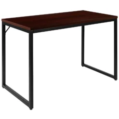 Emma And Oliver Industrial Modern Desk-47"L Commercial Grade Home Office Desk-Maple/Black