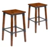 Emma And Oliver 2 Pack Commercial Grade Rustic Walnut Industrial Style Backless Wood Barstool -Home furnishings 5979228