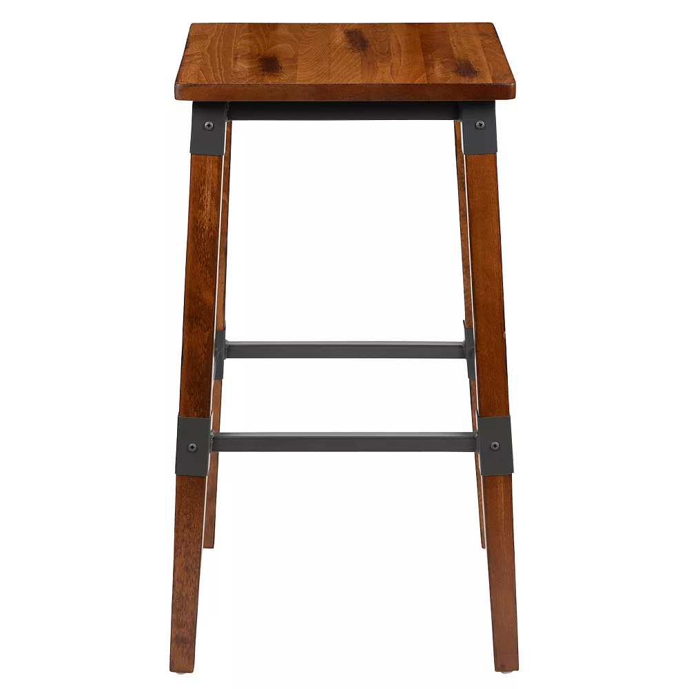 Emma And Oliver 2 Pack Commercial Grade Rustic Walnut Industrial Style Backless Wood Barstool 6 Emma And Oliver 2 Pack Commercial Grade Rustic Walnut Industrial Style Backless Wood Barstool - Image 4