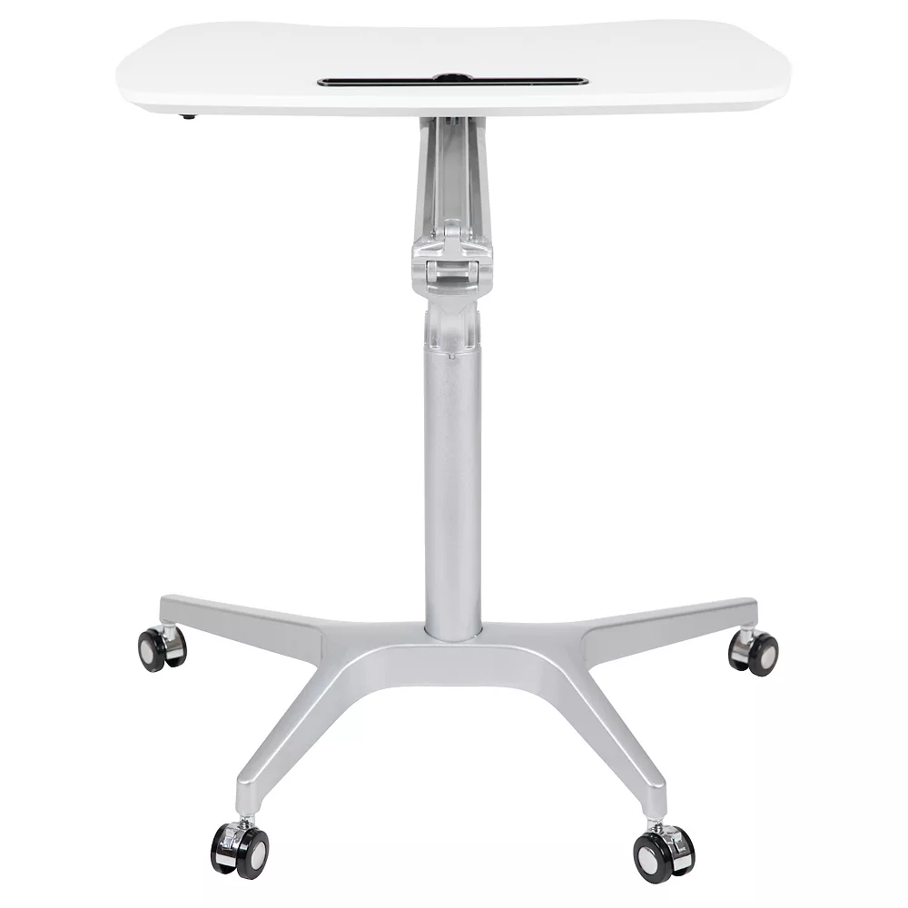 Emma And Oliver Mobile Sit-Down, Stand-Up Black Ergonomic Computer Desk - Standing Desk 6 Emma And Oliver Mobile Sit-Down, Stand-Up Black Ergonomic Computer Desk - Standing Desk - Image 4