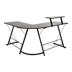 Emma And Oliver L-Shaped Computer Black Desk, Gaming Desk, Home Office Desk, Black Frame -Home furnishings 5979238 ALT3