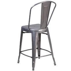 Emma And Oliver 24"H Clear Coated Indoor Counter Height Stool With Back -Home furnishings 5979240 ALT3