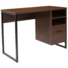 Emma And Oliver Rustic Coffee Wood Grain Finish Computer Desk With Metal Frame -Home furnishings 5979242
