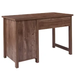 Emma And Oliver Crosscut Oak Wood Grain Finish Computer Desk With Metal Drawers -Home furnishings 5979288 ALT2