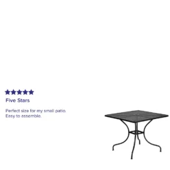 Emma And Oliver Commercial Grade 35.5" SQ Black Indoor-Outdoor Steel Patio Table-Umbrella Hole -Home furnishings 5979669 ALT3