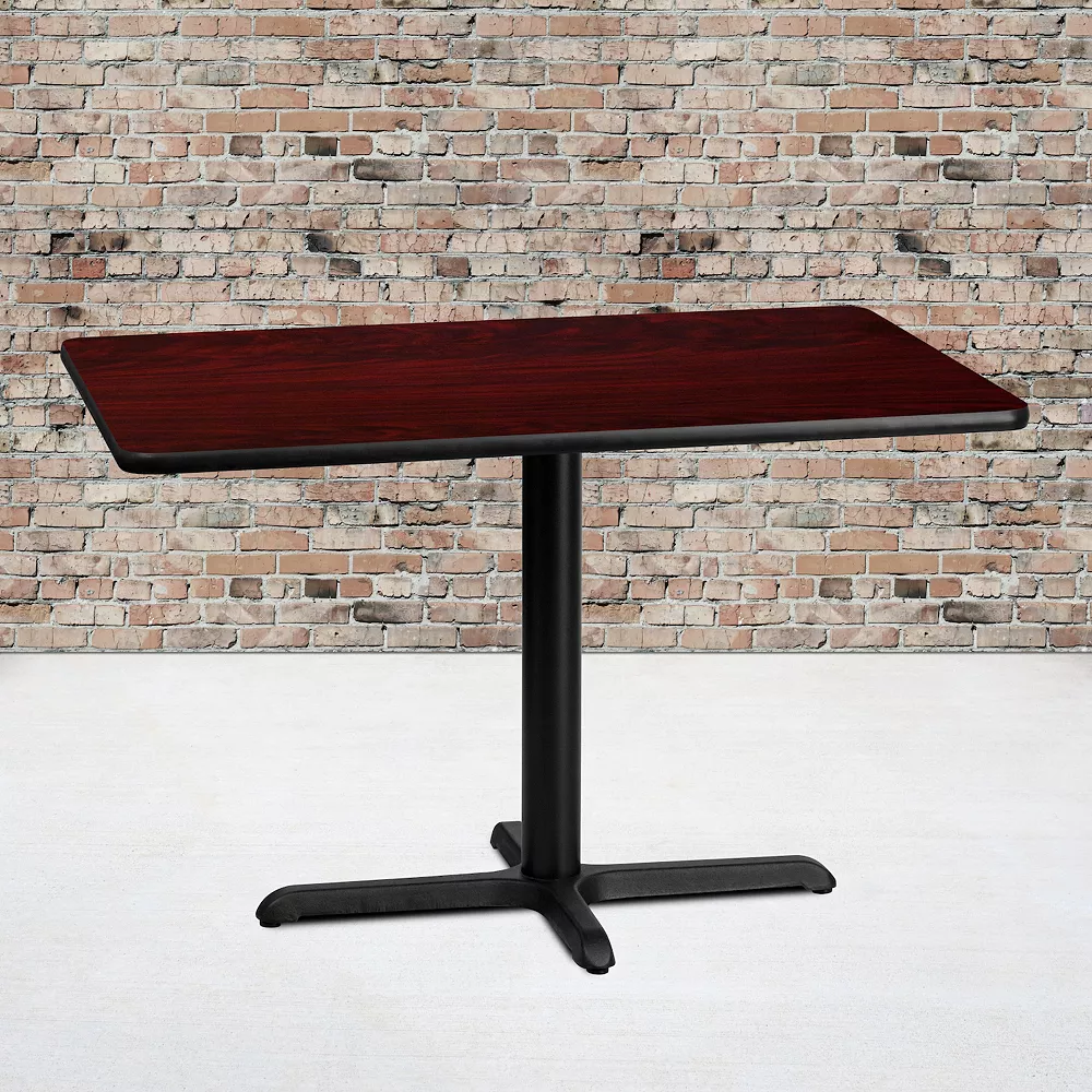 Emma And Oliver 30"x42" Rectangular Walnut Laminate Table Top With 23.5"x29.5" Base 4 Emma And Oliver 30"x42" Rectangular Walnut Laminate Table Top With 23.5"x29.5" Base - Image 2