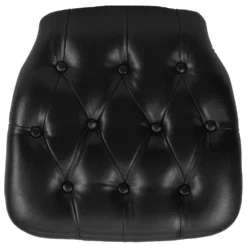Emma And Oliver Indoor Hard Black Tufted Vinyl Chiavari/Dining Chair Cushion