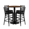 Emma And Oliver 36" Round Walnut Laminate Table Set, 4 Ladder Back Metal Barstools -Home furnishings 5979682