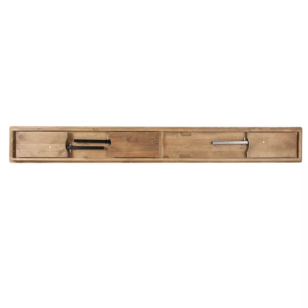 Emma And Oliver 8' X 12" Antique Rustic Solid Pine Folding Farm Bench With 3 Legs 6 Emma And Oliver 8' X 12" Antique Rustic Solid Pine Folding Farm Bench With 3 Legs - Image 4