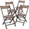 Emma And Oliver Slatted Wood Folding Wedding Chair - Event Chair - Antique Black, Set Of 4 -Home furnishings 5979701