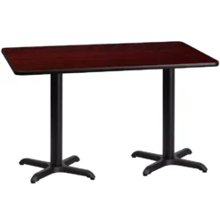 Emma And Oliver 30"x60" Rectangular Mahogany Laminate Table Top With 22"x22" Bases
