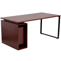 Emma And Oliver Mahogany Computer Desk With Open Storage Pedestal 5 Emma And Oliver Mahogany Computer Desk With Open Storage Pedestal -Home furnishings 5979754 ALT