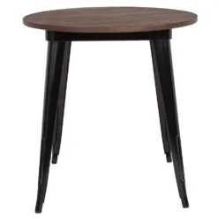 Emma And Oliver 30" Round Silver/Wood Metal Indoor Table -Home furnishings 5979758 ALT2