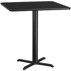 Emma And Oliver 42" Square Black Laminate Table Top With 33"x33" Table Height Base