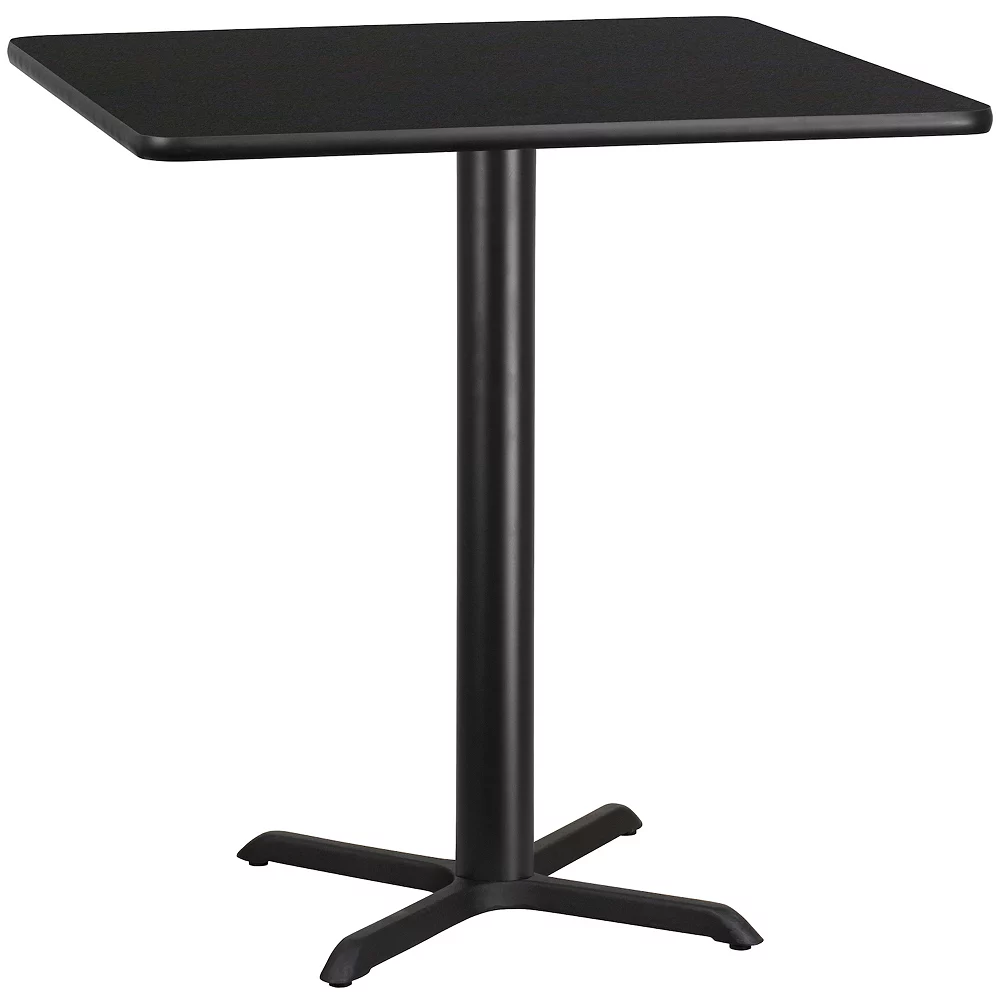 Emma And Oliver 42" Square Black Laminate Table Top With 33"x33" Table Height Base 3 Emma And Oliver 42" Square Black Laminate Table Top With 33"x33" Table Height Base