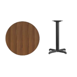 Emma And Oliver 30" Round Walnut Laminate Table Top With 22"x22" Table Height Base -Home furnishings 5980151 ALT2
